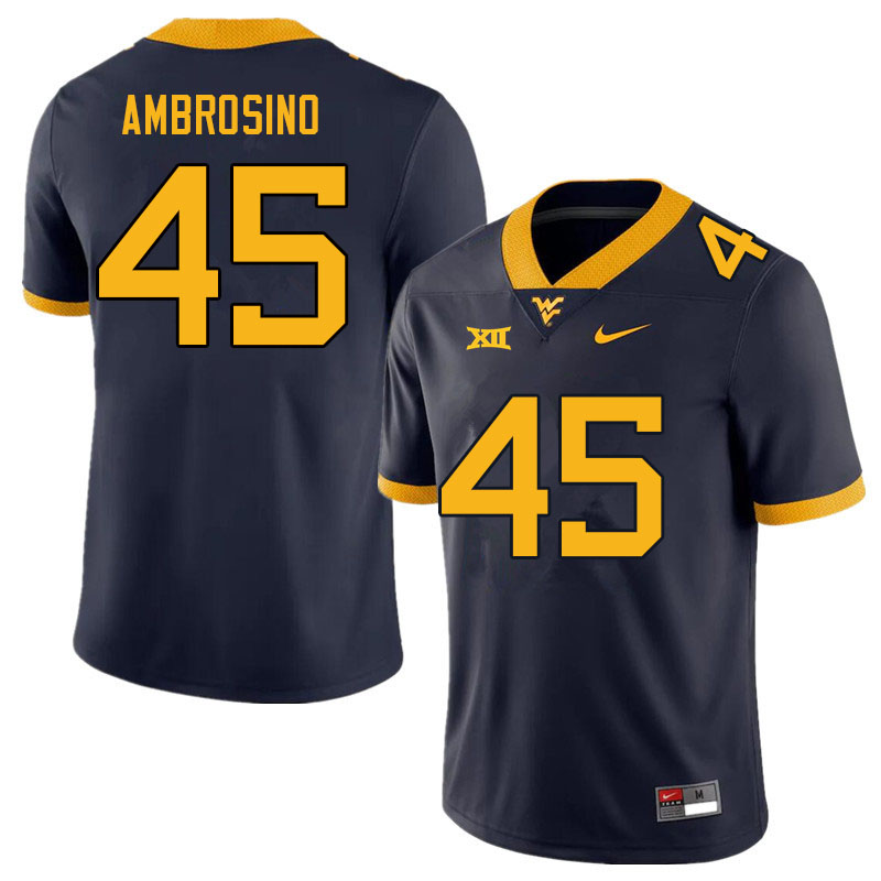 Men #45 Derek Ambrosino West Virginia Mountaineers College Football Jerseys Sale-Navy